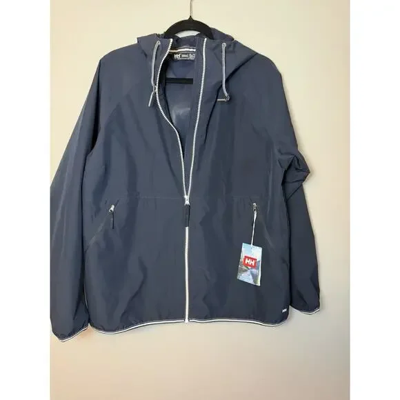 Helly Hansen Women's Koster Rain Jacket XL Navy Hooded Waterproof Rain Coat NWT - Picture 4 of 15